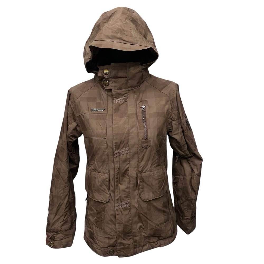 Sims Snowboard Ski Jacket Hood Winter Size‎ Small Brown With Green Lining